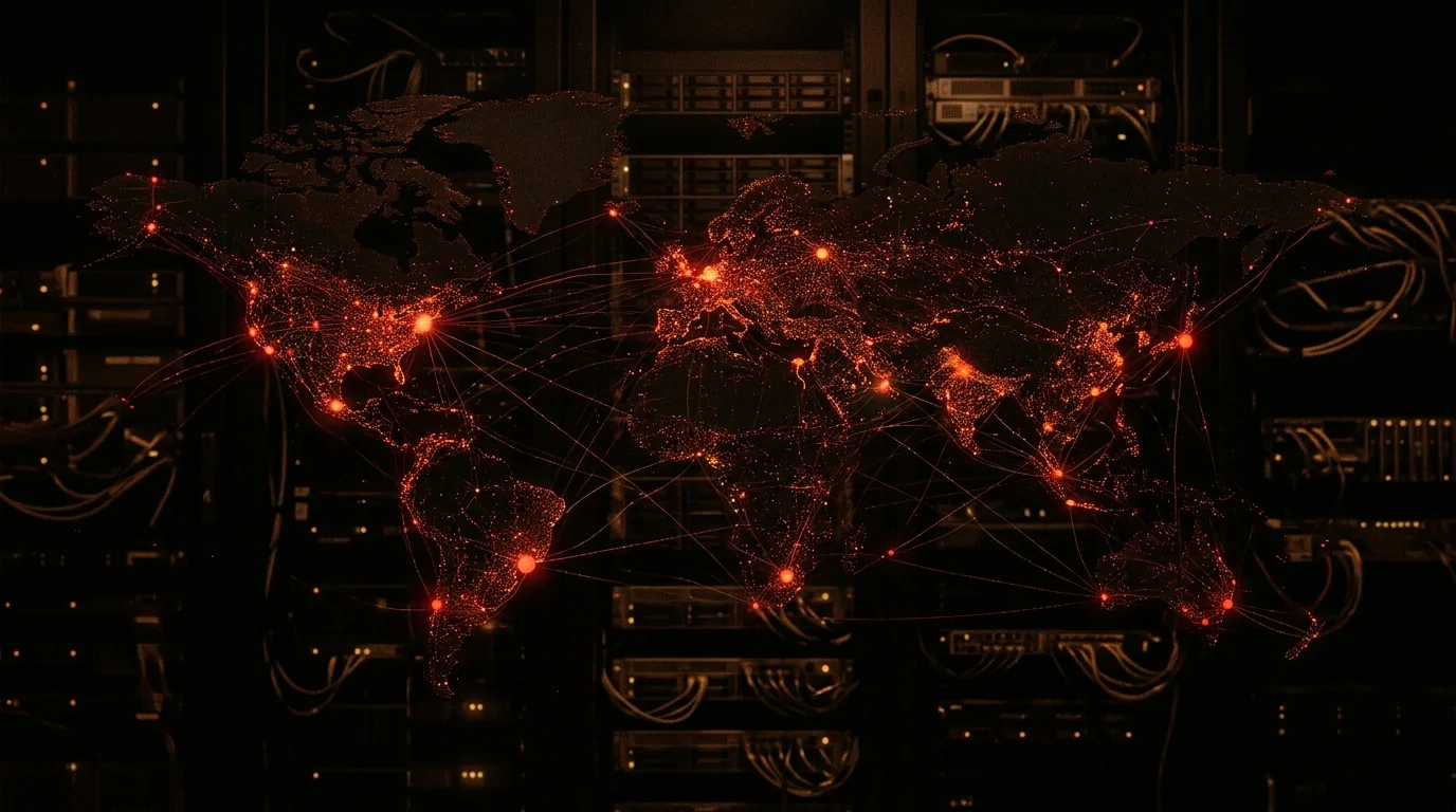 An abstract field of connected autonomous agents, the software clients now browsing, logging in and paying on commercial websites without a person watching.